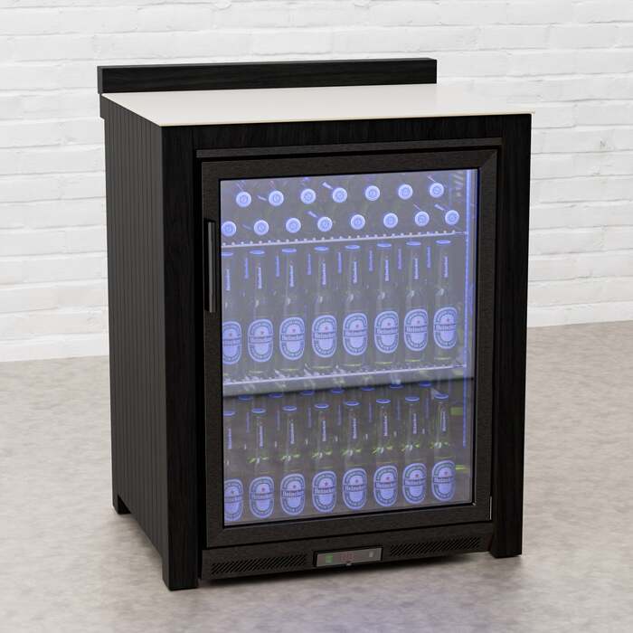 Draco Grills Teak Carbon Line Black Single Fridge Cabinet with Ceramic Top