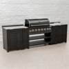 Draco Grills Teak Carbon Line Modular Outdoor Kitchen 6 Burner Black Stainless Steel Barbecue with Side Burner and Single Cabinet, End of January 2026