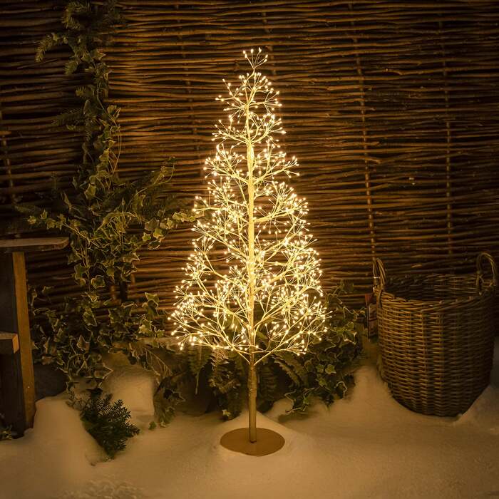 Pre-Lit Christmas Gold Wire Light-Up Tree 150cm with 1500 Warm White LEDs