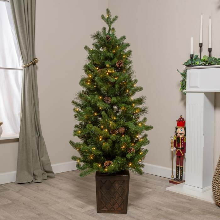 Stirling Pre-Lit PVC Potted Artificial Christmas Tree 4FT