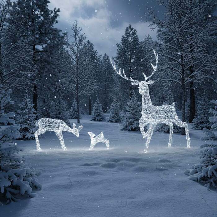 Outdoor Light Up Acrylic Christmas Reindeer Grand Stag and Mother and Baby