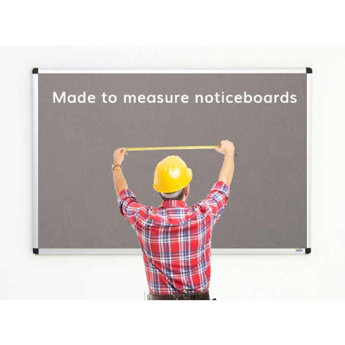 Made to Measure Felt Noticeboard Up to 1200x900mm Grey Fabric Aluminium Frame