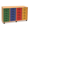 32 Shallow Tray Unit Beech Finish All Yellow Trays