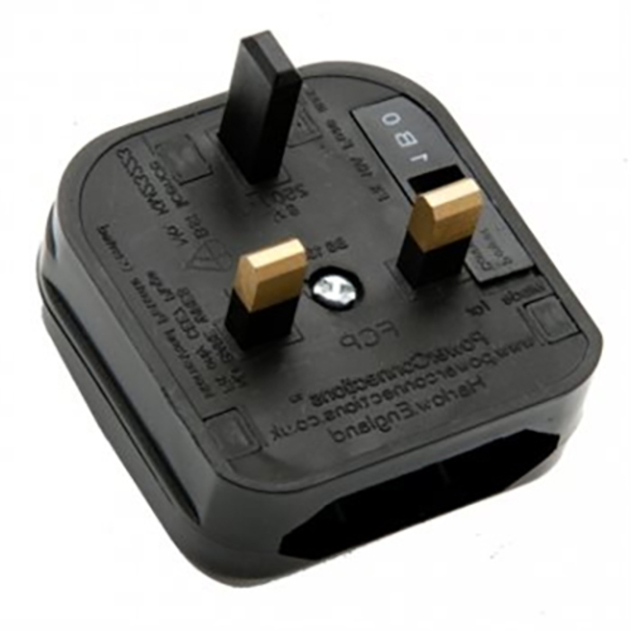 13 Amp Adaptor Plug For 2 Pin European Connectors 5 Amp Fuse