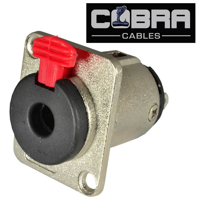 Locking Jack Socket, 1/4" 6. 35mm Mono/Stereo, For Panel Mounting