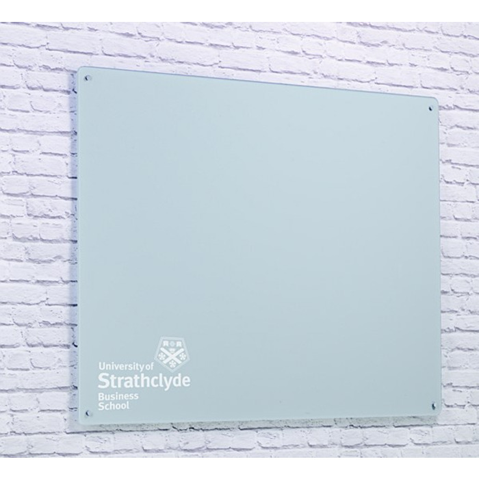 Magnetic Glass Board with your Logo 1200 x 900mm White