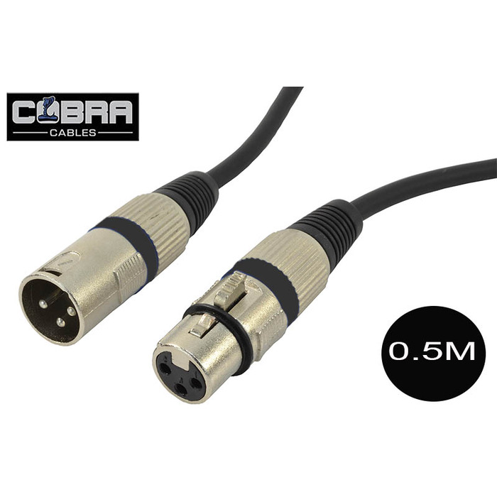 0. 5M XLR to XLR Lead 3pin Male to Female Black
