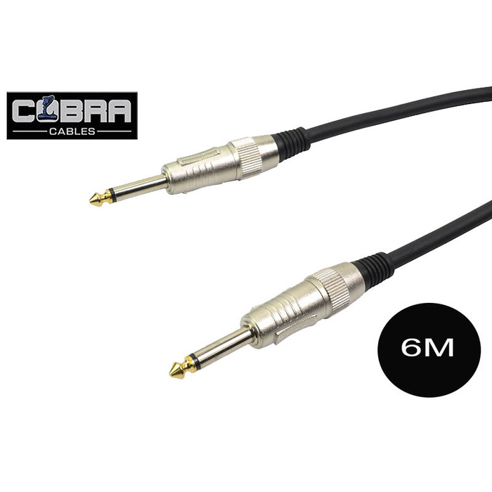 1/4" (6. 35mm) Mono Jack to Jack Cable Black 6m