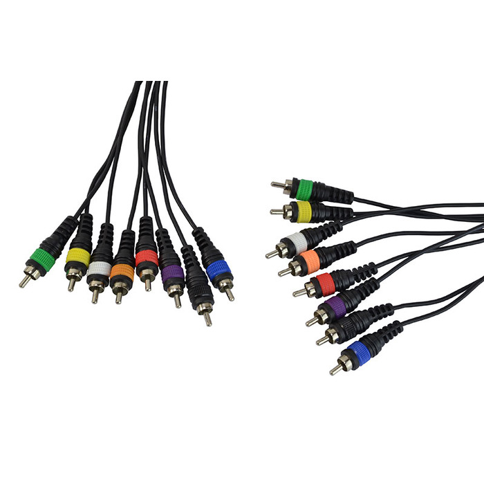 8 Way Cable Loom Phono RCA To Phono RCA With Colour Idents