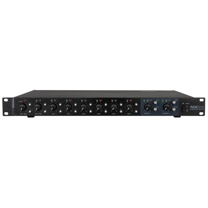 2 Zone Installation Mixer with 2 Mic_Line Inputs & 6 Stereo Inputs