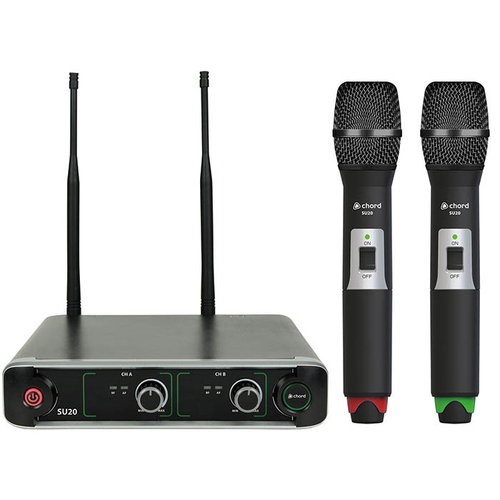 Dual UHF Handheld Microphone System with Receiver - 863. 42 & 864. 3MHz