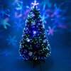 Green Fibre Optic Christmas Tree 2ft to 6ft with Baubles and Multicoloured LED Lights, 4ft