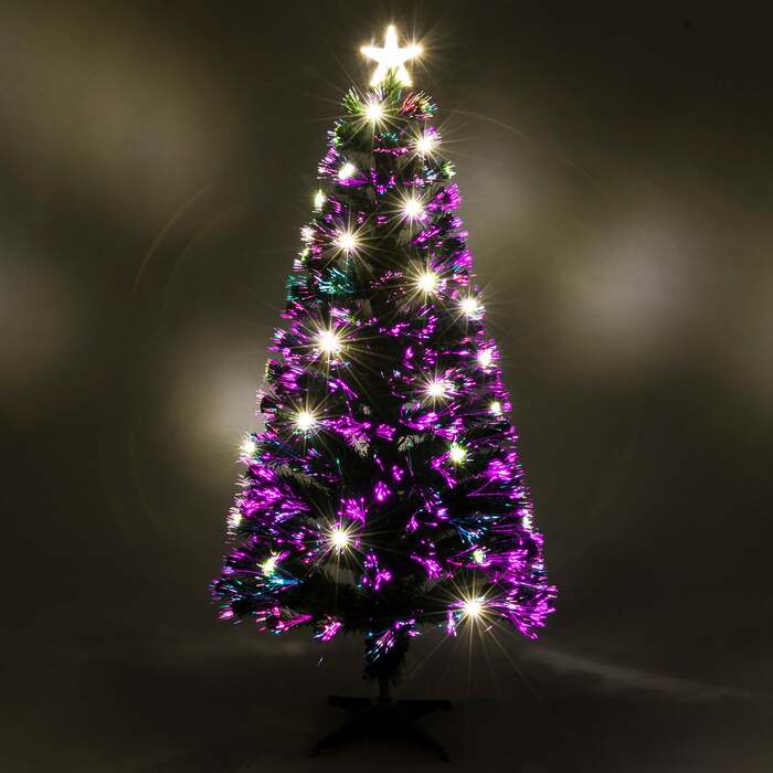Green Fibre Optic Christmas Tree 2ft to 6ft with Warm White LED Xmas Lights, 6ft / 1. 8m