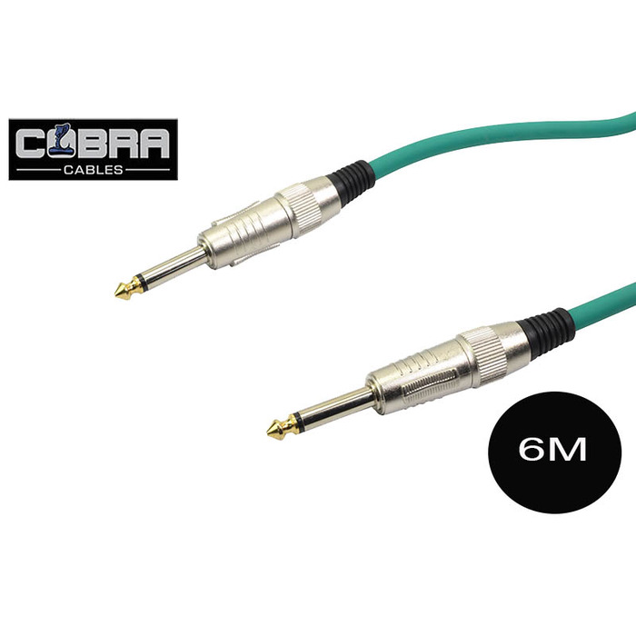 1/4" (6. 35mm) Mono Jack to Jack Cable Green 6m