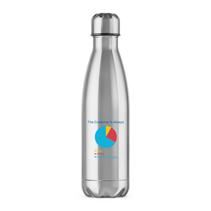 The Customer is Always Water Bottle - Silver, One