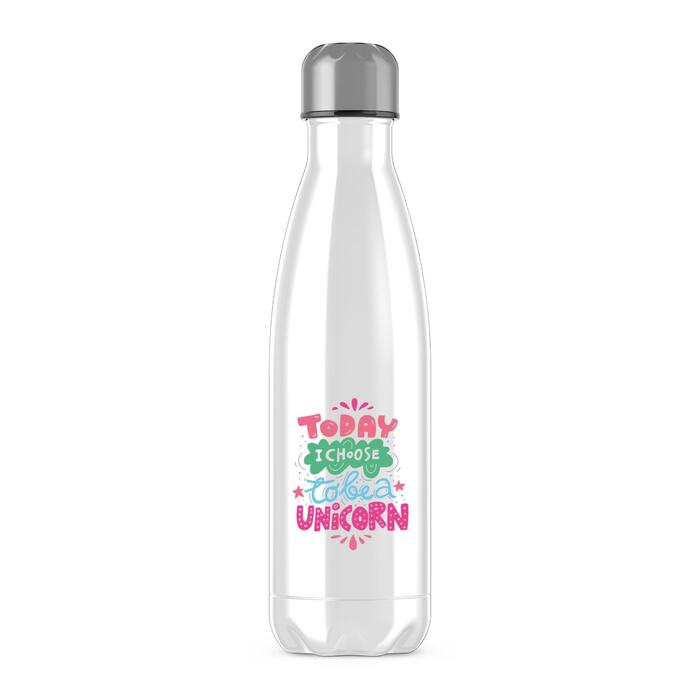 Today I Choose To Be A Unicorn Water Bottle - White, One