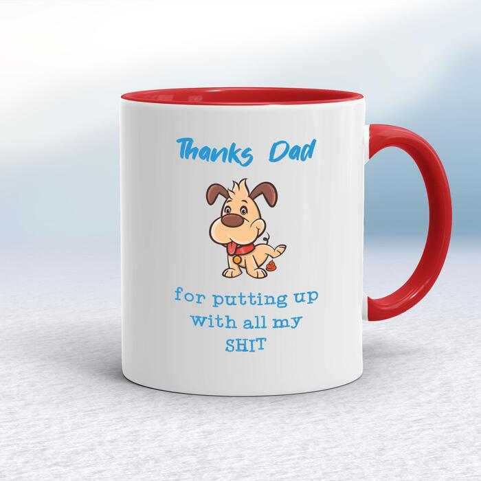 Thanks Dad - All My Shit Mug - White/Red, 10oz