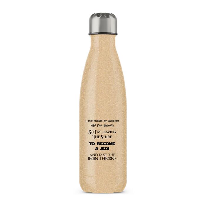 Take The Iron Throne Water Bottle - Gold Glitter, One