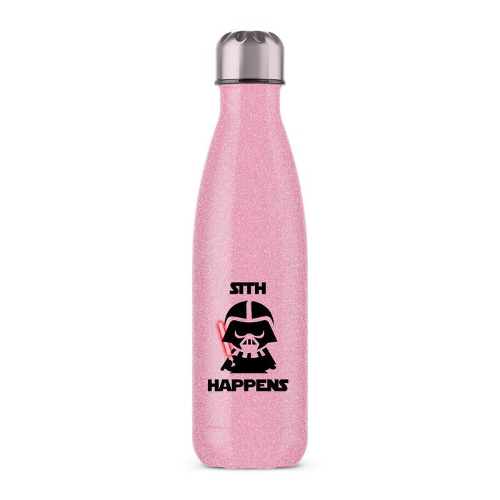 Sith Happens Water Bottle - Pink Glitter, One