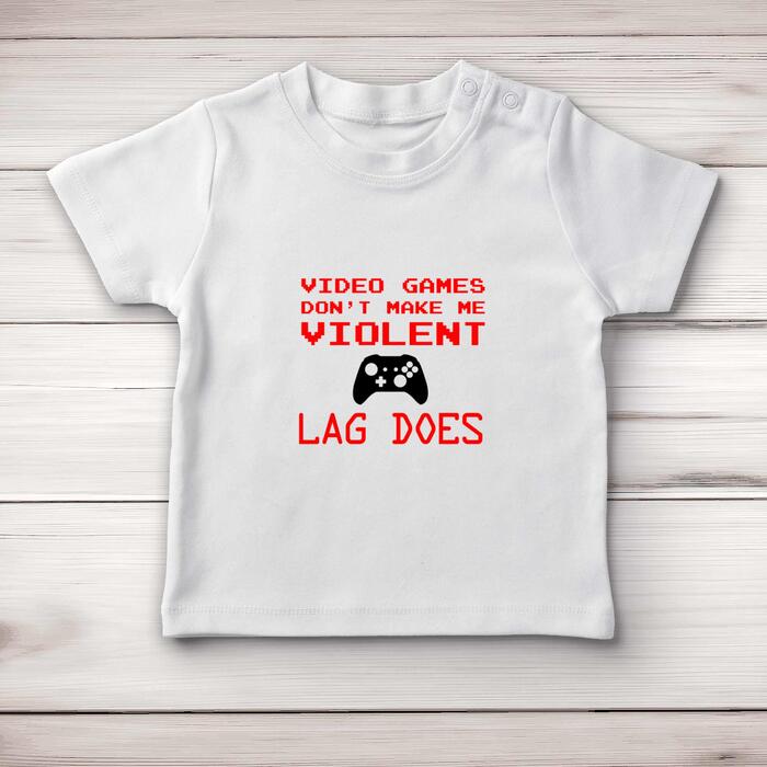 Video Games Don't Make Me Violent Baby T-Shirt - White, 12-18 Months