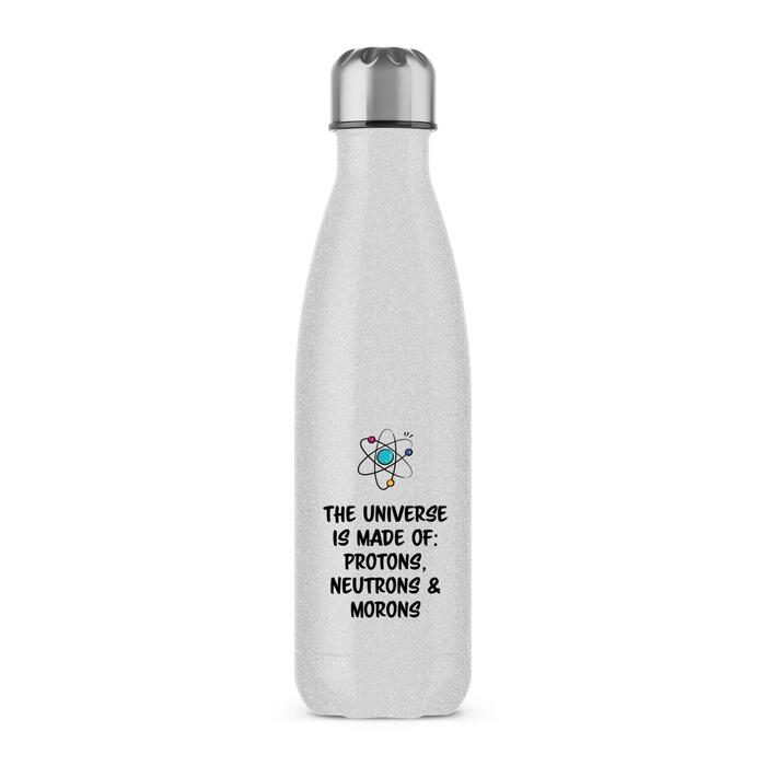 The Universe Made Of Morons Water Bottle - Silver Glitter, One