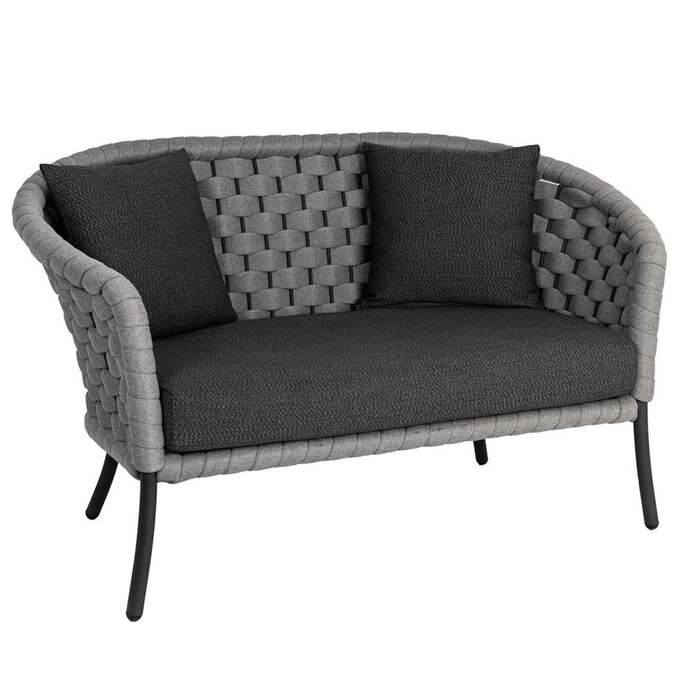 Alexander Rose Light Grey Cordial 2 Seater Curved Sofa with Cushion, Grafito