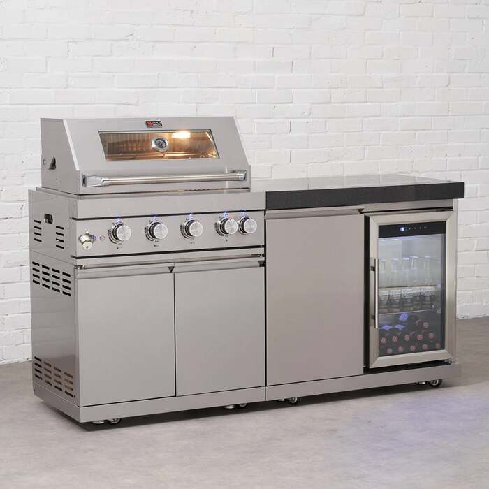 Draco Grills 4 Burner BBQ Modular Outdoor Kitchen with Single Fridge Unit, Mid February 2026
