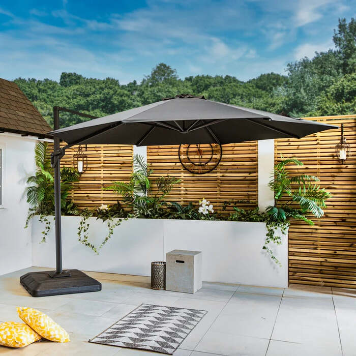 Bracken Outdoors Milan Grey 3. 5m Round Cantilever Parasol