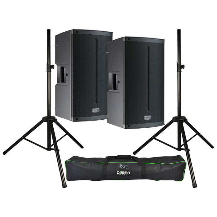 FBT X-lite112A Active Speaker System, Set of Two with Stands & Covers 3000W