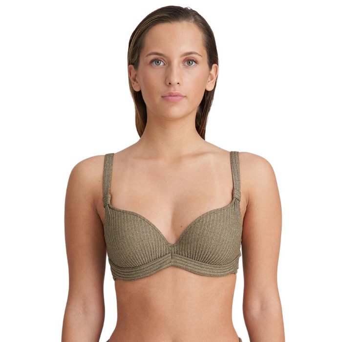 Marie Jo Tinjis Padded Plunge Bikini Top - Golden Olive - 36B