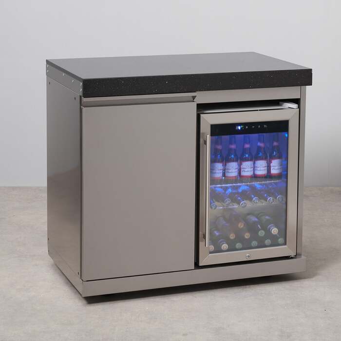 Draco Grills Outdoor Stainless Steel Single Fridge Cabinet with Granite Top 60L