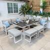 Bracken Outdoors Nevada Warm Grey Ripple Aluminium Rectangular Corner Sofa Set with Height Adjustable Table