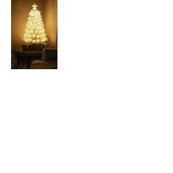 White Fibre Optic Christmas Tree with Feathery Warm White Fibre Optic Lights 2ft