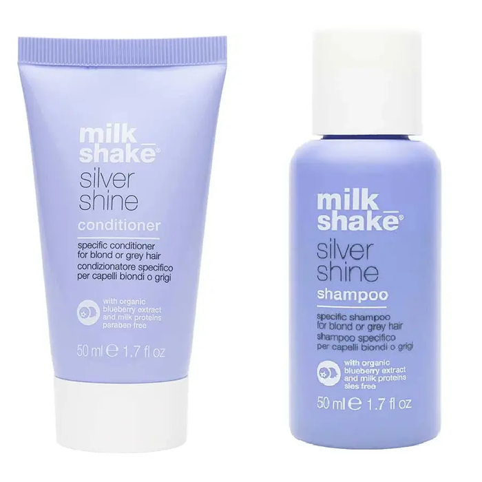 Milk_Shake Silver Shine Shampoo 50ml & Conditioner 50ml for Blonde & Grey Hair
