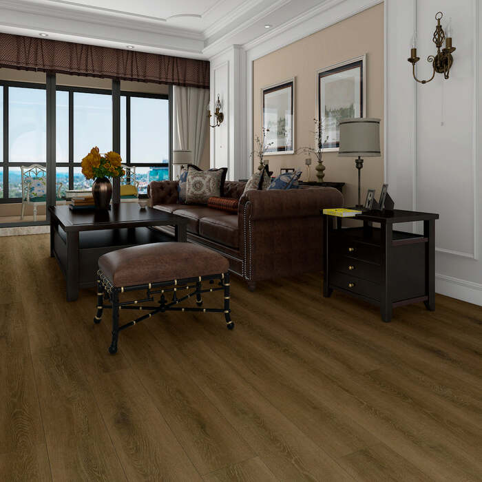 Lusso Bari Regency Walnut Plank Glue Down LVT Vinyl Flooring
