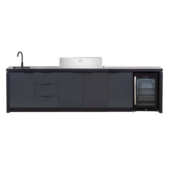 BeefEater 6 Burner Cabinex Premium Outdoor Kitchen with Proline Roaster Barbecue and Fridge