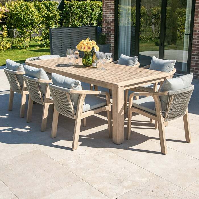 Bracken Outdoors Charlton Acacia Wood and Rope Rectangular 8 Seat Garden Furniture Set