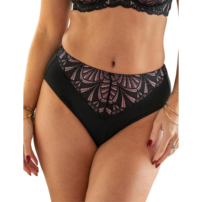 Pour Moi New Romance High Waist Brief - Black/Rose - M - 12