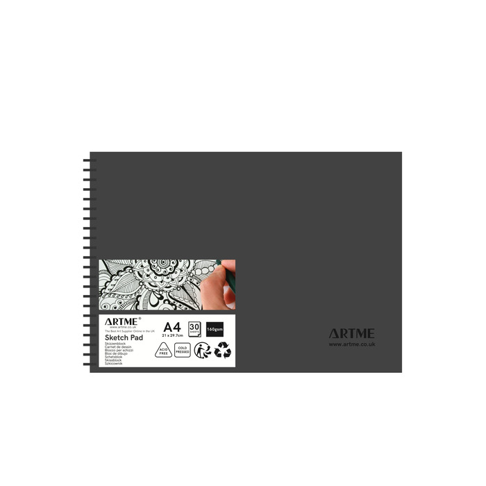 Artme A4 Sketch Pad, 30 Sheets 160gsm, Spiral Bound, Sketchbook - 1pk