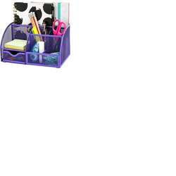 EXERZ Desk Organiser with 7 Compartments -Mesh Desk Tidy Caddy - Purple