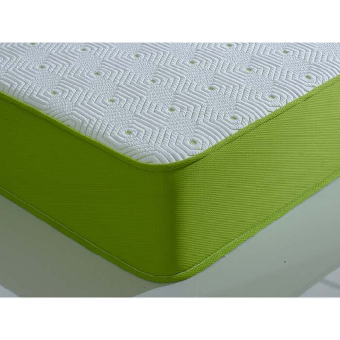 Starlight Beds™ 7" Deep Cool touch Luxurious soft Finish Memory Foam & Hybrid Spring Lime Green Border Mattress - 2ft6 Small Single Mattress (75cm by