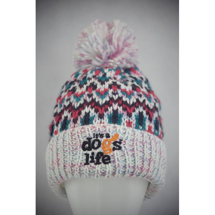 It's a Dog's Life Blizzard Beanie Fair Isle Style Sherbet Dip