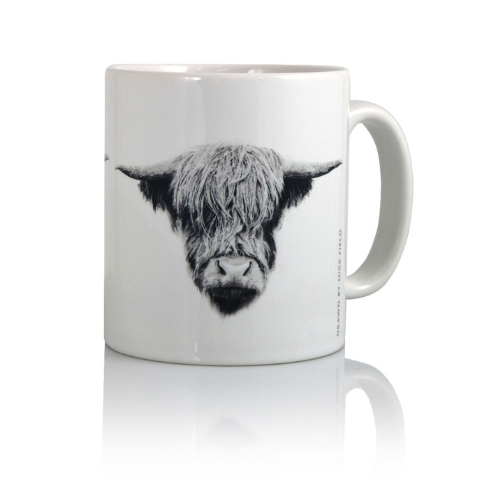 Nick Field Black & White Queenie The Highland Cow Mug