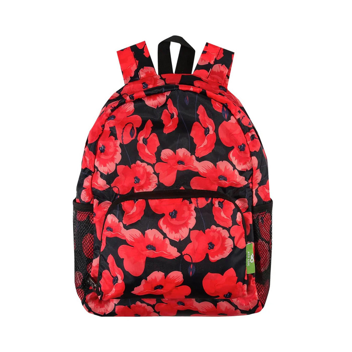 Eco Chic Lightweight Foldable Mini Backpack Poppies