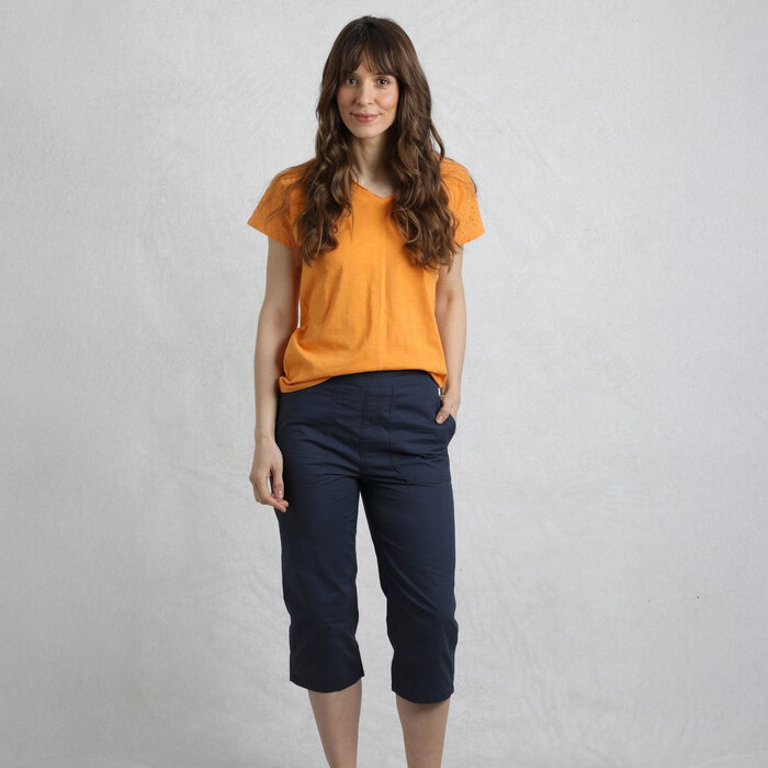 Weird Fish Women's Anyar 3/4 Length Rip Stop Trousers Navy 10