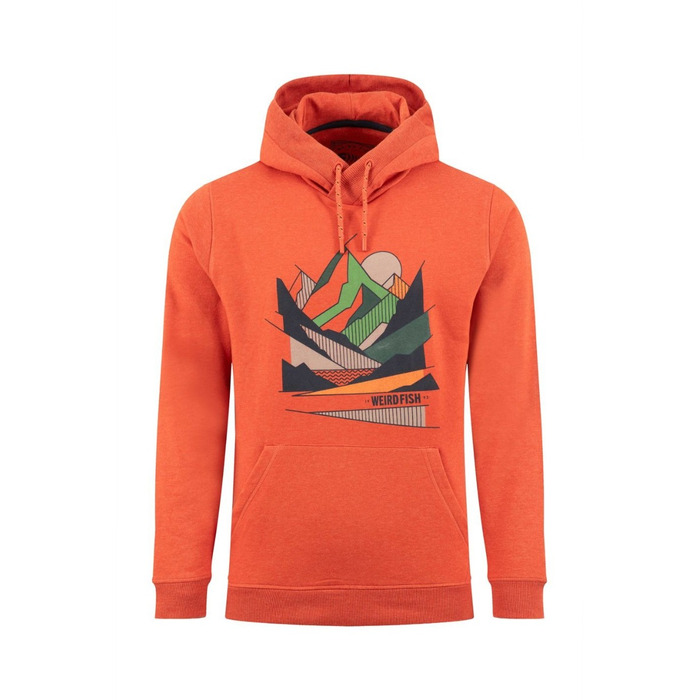 Weird Fish Bryant Graphic Pop Over Hoodie Rust Leaves L