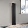 ELEGANT Black Vertical Radiator 1600x294mm Tall Upright Oval Column Double Panel Modern Central Heating