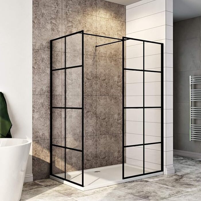 ELEGANT 1200X800x1850mm Walk in Wet Room Shower Enclosure Shower Screen Panel Matt black