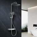 ELEGANT Thermostatic Mixer Shower Set with Square Shower Head & Hand Shower - Chrome