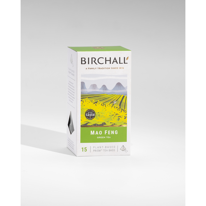 Birchall Mao Feng Green Tea - 15 Plant-Based Prism Tea Bags